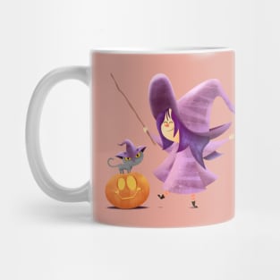Little witch with her cat Mug